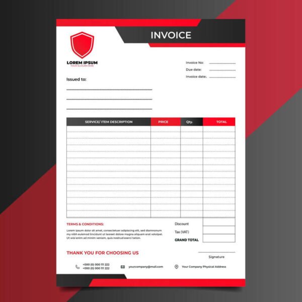 Invoice book with company logo